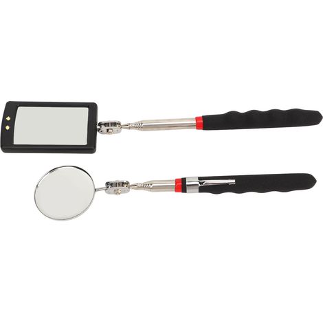 Lot de 2 miroirs d'inspection télescopiques LED flexibles rétractables ronds et carrés outils de récupération (1/5)