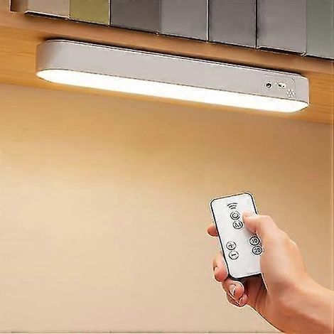 Barre lumineuse LED, lampe de bureau magnétique/adhésive, éclairage rechargeable sous meuble avec télécommande, lampe tactile à intensité variable fonctionnant sur piles, 3 modes de couleur, minuterie (1/5)