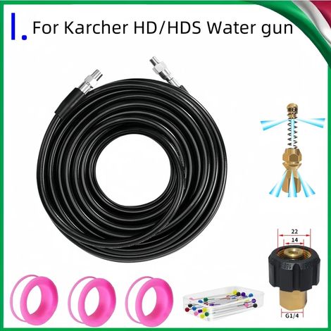 (Style I-10m) Tuyau de nettoyage de canalisations haute pression 5800 PSI, kit d'outils de dragage et de nettoyage de conduites d'égout, buse de nettoyage des eaux usées, pour nettoyeur haute pression (1/5)