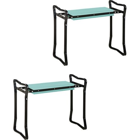 2er-Set kniebank für Gartenarbeit klappbarer Gartenhocker Kniehilfe bis 150 kg EVA-Schaumstoff Stahl dunkelgrün 58 x 28 x 49 cm für komfortables Arbeiten im Garten