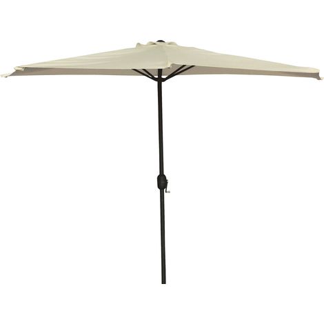 Mezza Luna - Ombrellone a mezza luna con palo centrale da Ø38 mm e telo in poliestere da 180gr/mq con airvent. Ombrellone da balcone o terrazzo ecrù L300xP150xH250 cm