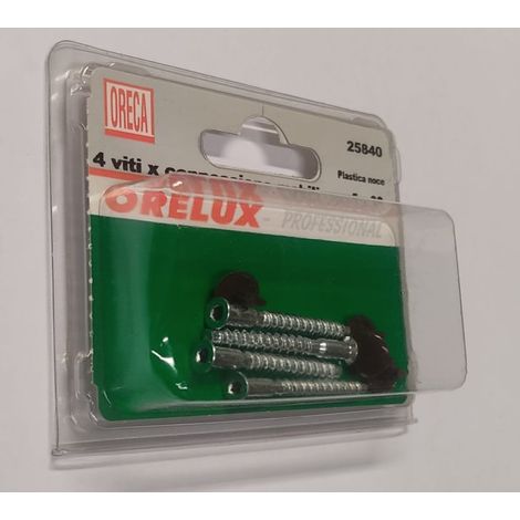 4 PEZZI - VITI DA 5x38MM PER CONNESSIONEMOBILI - IMPRONTA A CROCE CON FORO PER INSERIMENTO BOTTONI DI COPERTURA Ø12MM