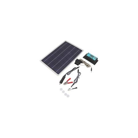 Kit chargeur de batterie solaire avec panneau solaire monocristallin 20 W, contrôleur de tension stabilisé MPPT 18 V 50 A et double port USB pour voiture et camping-car. (1/5)