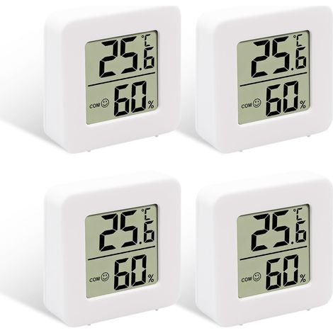 Thermometer-Hygrometer-Set für den Innenbereich, 4-teiliges Set, Mini-Digitalthermometer mit LCD-Anzeige, kleines Wandhygrometer für das Babyzimmer. (1/5)
