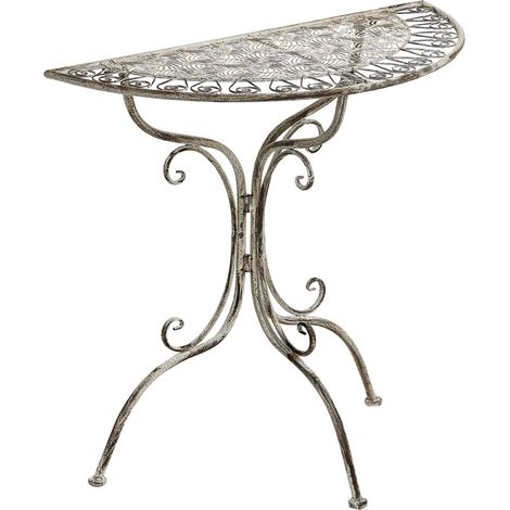 Table de Bistrot de Jardin Vintage en Métal 80 x 36 cm Plateau en Fer Gris Nurra (1/5)