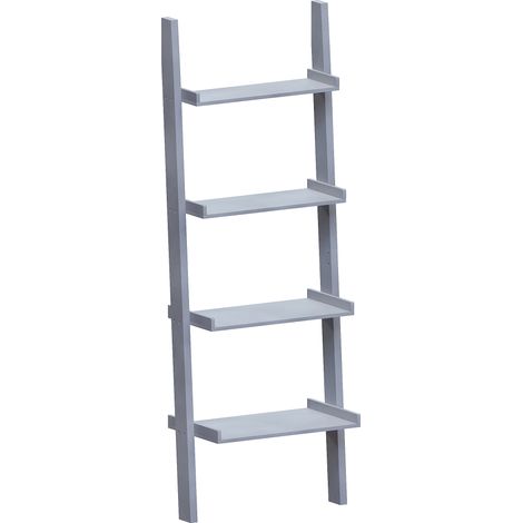 York 4 Tier Ladder Shelf Unit Bookcase Shelving Display Stand Rack Storage, Grey