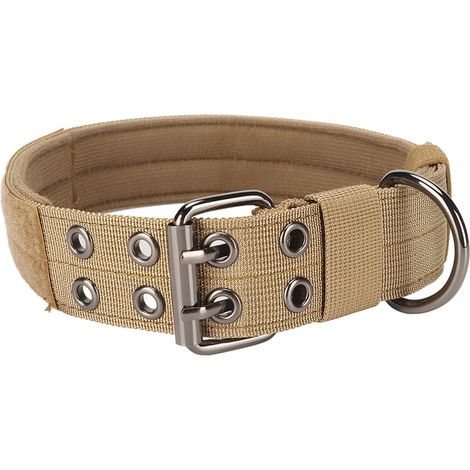 Collier militaire pour chien, collier de dressage réglable en nylon avec boucle métallique robuste pour chiens moyens et grands (taille L). (1/5)