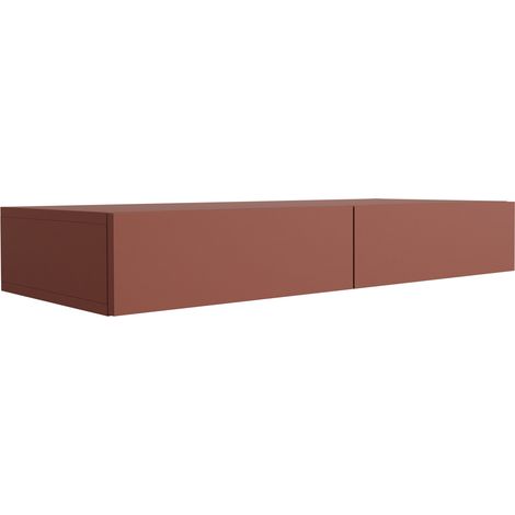 Coiffeuse suspendue avec deux tiroirs, façade lisse - couleur : rouge brique, 100 x 40 x 16 cm (1/5)