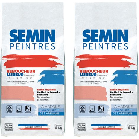 Lot de 2 enduits de rebouchage et lissage en poudre Reboucheur Semin - séchage rapide - intérieur - sac de 5 kg (1/4)