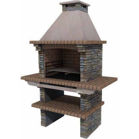 402D Dark Slate Masonry Barbeque - Composite Stone - L58 x W145 x H221 cm - Grey