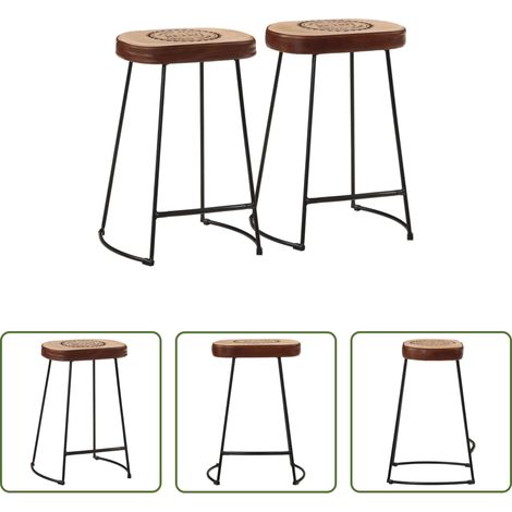 Barstuhl - Barhocker 2 Stk. Dunkelbraun 41x29x62 cm (1/5)