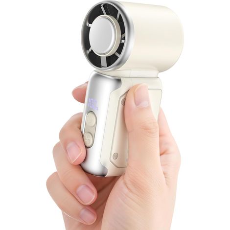 Mini Ventilateur Portable Turbo,Ventilateur de Poche Rechargeable 3200 mAh,Petit Ventilateur à Main,Ultra Rapide 10m/s,1-199 Vitesses,Écran LED, Ventilateur USB les Voyage Externe Individuel Personnel