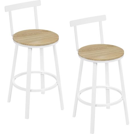 WOLTU Sgabelli Cucina, Set di 2, Sgabelli da Bar, Sgabelli Alti per Cucina Sala da Pranzo Studio, Stile Industriale, Effetto legno chiaro