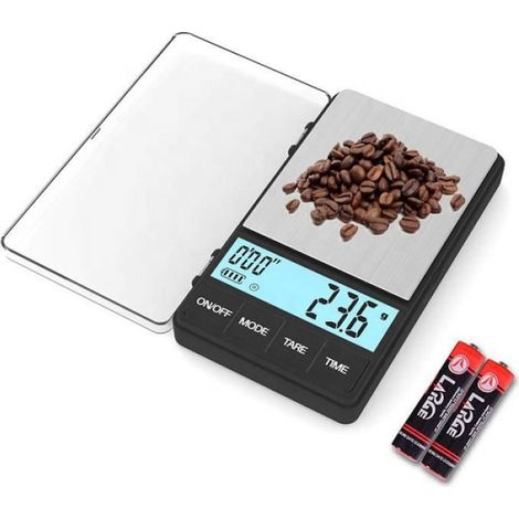 Balance Café - 1000 g - Affichage LCD Rétroéclairé - Minuterie Intégrée 9 min 59 s - Précision 0,01 g - Pour Filtration et Espresso - 1 Pièce (1/4)