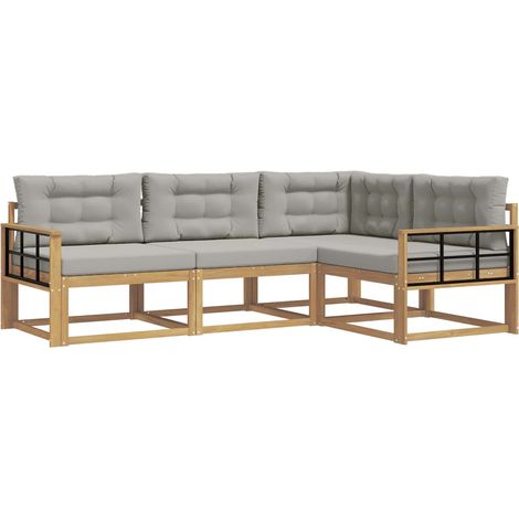 Conjunto de sofás de exterior 3 uds. Blanco y Gris Claro vidaXL (1/5)