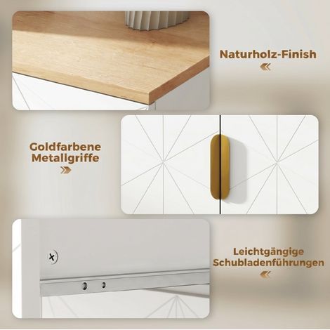 Buffet moderne blanc avec tiroir et étagères réglables en MDF peint (1/5)