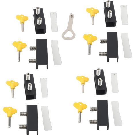 Verrous Fenêtre Coulissante Sécurité Butées avec Clés – Installation Facile Vertical Horizontal Fenêtres, Noir 8 Sets (1/5)