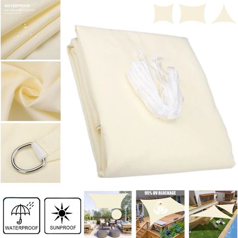 (Beige, triangulaire 2x2x2M) Voile d'ombrage, résistante aux UV, à la décoloration, aux déchirures et à la rouille. (1/5)