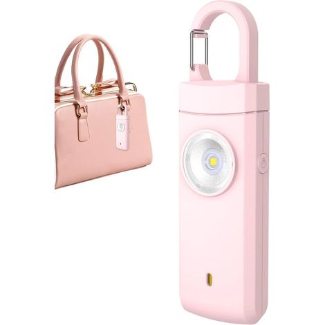 Alarme personnelle 130 dB – Porte-clés avec sirène et lumière LED – Lampe de poche et signal d’alerte – Pour femmes enfants seniors et usage quotidien – Rose (1/5)