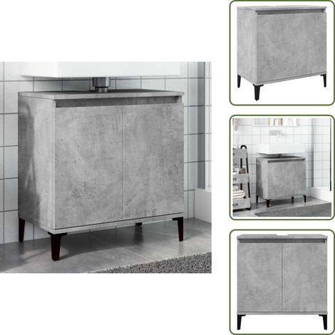 The Living Store Waschbeckenunterschrank Betongrau 58x33x60 cm Holzwerkstoff - Badezimmer Schrank