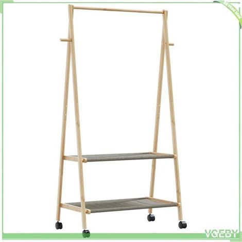 Porte-vêtements - FAFEISY - 4008909 - Pliable - Bambou - Roulettes 96x45,5x155,5 cm (1/5)