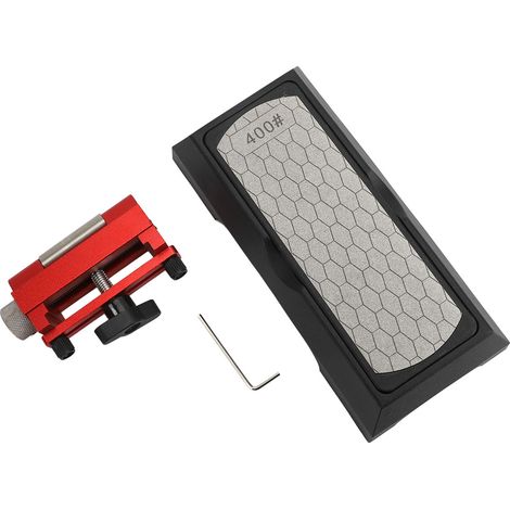 Guide d'affûtage fixe pour ciseaux à bois avec pierre à affûter diamantée double face de grain 400-1000 (1/2)