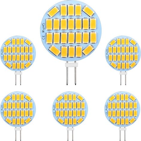 Ampoule LED G4 12V 3W, Non Dimmable, 24x5730 SMD 300LM Blanc Neutre 4000K, Équivalent Halogène 30W, 30mm Ampoule LED G4 Ronde pour Hotte, Lumière d'armoire, Éclairage Encastré, Lot de 6 (1/5)
