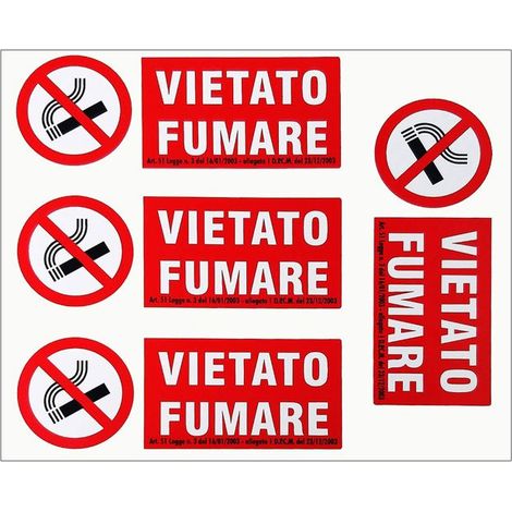 Tabella Adesivi Vietato Fumare, Set di 2 pezzi