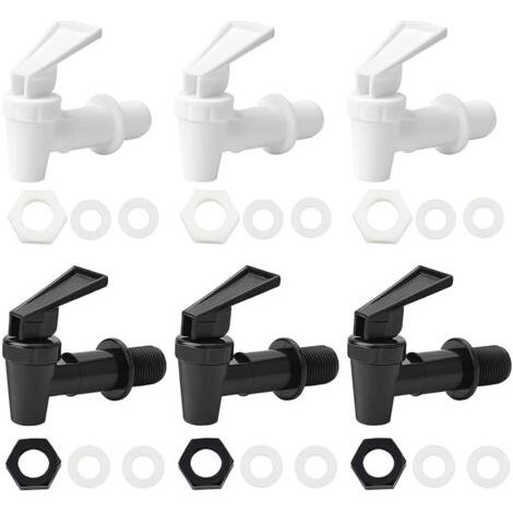 BUNTHAUS Lot de 6 distributeurs de boissons en plastique - Robinet de rechange - Convient pour les boissons froides et chaudes - Pour tonneau de bière, verre, café, jus, fontaine à boire - Noir et bla (1/5)