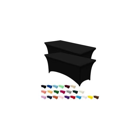Tovaglie in spandex, lavabili, antipiega, elastiche, rettangolari, adatte per feste per adulti, decorazioni per matrimoni, banchetti, set da 2 (nero). - Crezuo