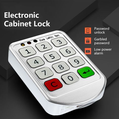 Cerradura electrónica para armarios – Dos modos de apertura independientes – Indicador tricolor – Desbloqueo de emergencia USB – ABS plateado – 85 x 56 x 16 mm (1/5)