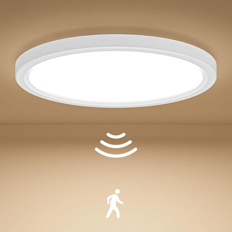 Plafonnier LED avec détecteur de mouvement, 18 W 4000 K, éclairage intérieur avec détecteur de mouvement, 1800 lm, 23 cm, idéal pour couloir, escalier, garage [Classe énergétique E] (1/5)