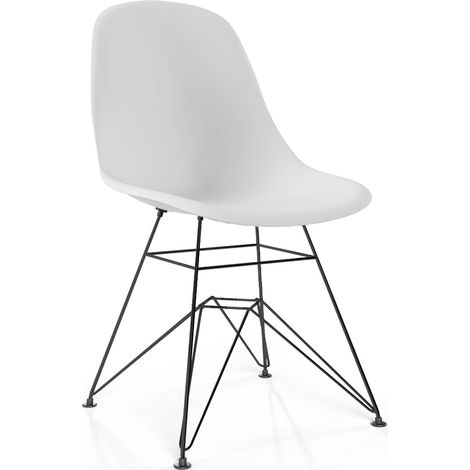 Esszimmerstuhl mit Metallbeinen – Modernes Design – Denisse Weiß (1/5)