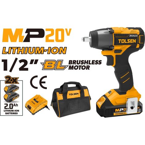 LLAVE DE IMPACTO SIN ESCOBILLAS 20V SERIE MP20V CUADRADO 1/2" TOLSEN