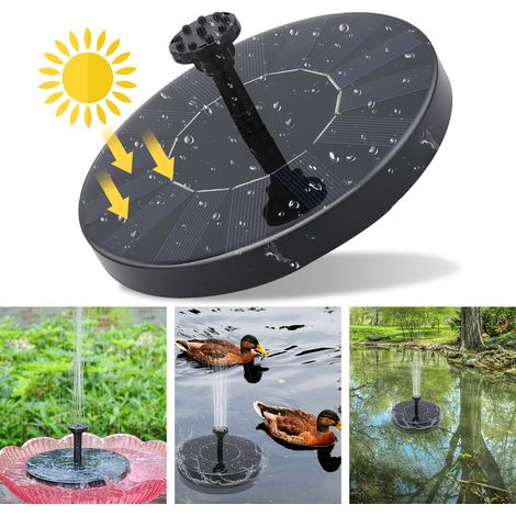 Randaco SolarPumpe 1.5W Solar Springbrunnenpumpe Fontäne Solar Teichpumpe mit 6 Fontänenstilen 190L/h Sola Wasserpumpe Solarbrunnen
