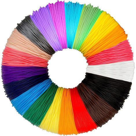 Filament PLA pour stylo 3D – 20 couleurs, 10 mètres chacun – Diamètre 1,75 mm (1/4)