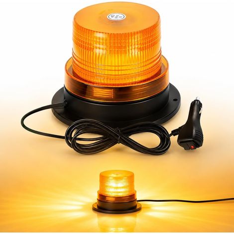 Gyrophare Orange 40 LEDs 12V 24V Clignotant Magnétique d'Urgence Avertissement Strobe ON/OFF, 7 Modes Flash IP67 Lumière Balise Ambre avec 5M Allume-Cigare pour UTV Car Bus Véhicule Tracteur (1/5)
