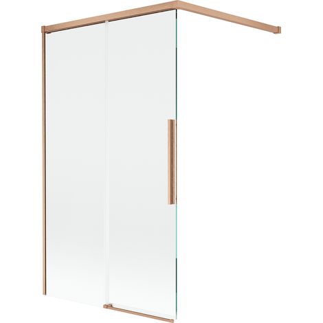 Mexen Rox mampara de baño de 2 hojas correderas 100 x 150 cm, transparente, cobre cepillado - 8C9-100-003-65-00