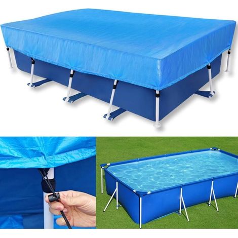 Bâche de piscine rectangulaire - 400 x 210 cm - Pour pataugeoire - Rectangulaire - Gonflable et cadre - Anti-pluie - Anti-poussière - Résistant aux UV (1/4)