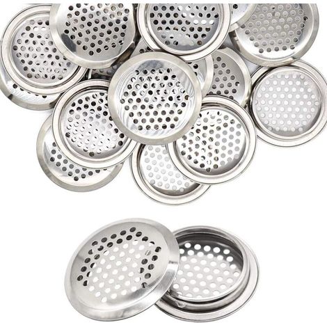 Lot de 20 grilles d'aération rondes 53mm en inox – Ventilation efficace pour armoires et placards – Résistantes à la corrosion (1/5)