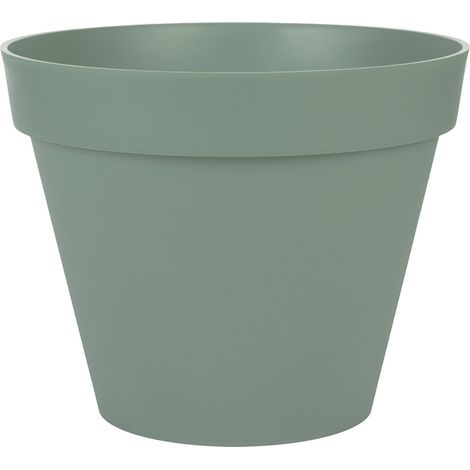 EDA – Pot Toscane vert D40 – Jardinière ronde en plastique recyclé – Résistante aux UV et au gel – Trou de drainage pré-percé – Capacité 23L