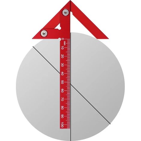 Graduiertes Lineal, metrisch 10 cm, Lineal aus Aluminiumlegierung, Linienmarkierung, Mittelpunktkreis, rechter Winkel, Mittellinie, Senkrechte Linie, Winkelmessung. (1/5)