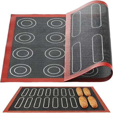 Tapis de Cuisson, Tapis Silicone Patisserie 40x30cm, Tapis Patisserie Antiadhésif et Réutilisable pour Macarons, Biscuits et Choux, Feuille de Cuisson Silicone Double Face pour Four (1/5)