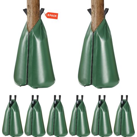 VEVOR Sacchetti per Irrigazione degli Alberi, 8 Confezioni da 75,7 L, Sacchetti Ricaricabili per Alberi Rilascio Lento 5-9 Ore con Cerniera, Irrigazione Sistema di Gocciolamento delle Radici