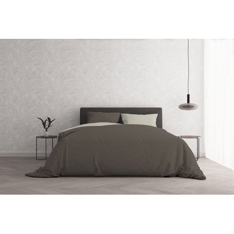 MB HOME ITALY Copripiumino Natural Color, Cotone, Marrone/Panna, Matrimoniale (1/5)