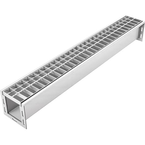 Caniveau de Drainage Linéaire 996x148x140 mm Grille Acier Galvanisé, Caniveau Extérieur, Canal en Acier Inoxydable 304, Système de Drainage pour Allée, Terrasse, Piscine, Jardin, Cour et Garage (1/5)