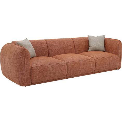 Canapé 3 places en tissu chenille terracotta JUNETI (1/4)