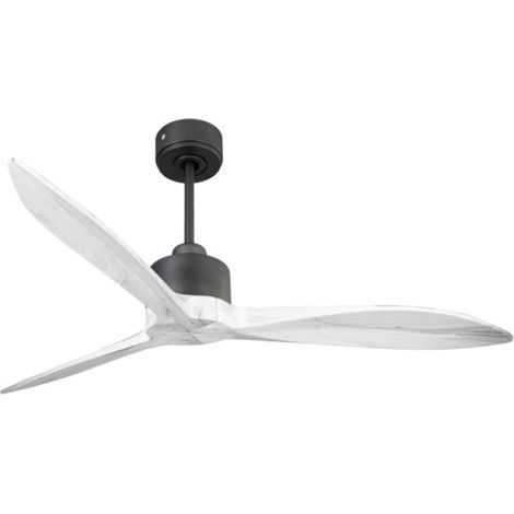 Modulo Latino Slim - Super destratificateur et ventilateur DC 132 cm noir  pales bois blanc idéal 26 à 40 m²