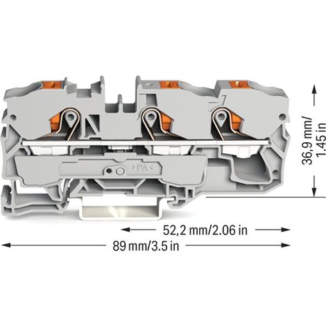 WAGO 3-Leiter-Durchgangsklemme 2210-1301 10mm² grau 25 Stk