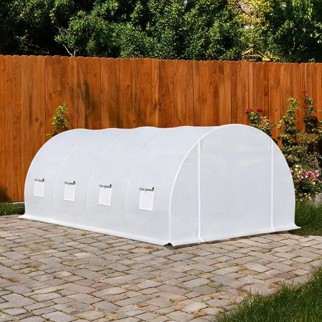 Serre de jardin coloris blanc en pE Metallrohr 595 x 300 x 200 cm (1/5)